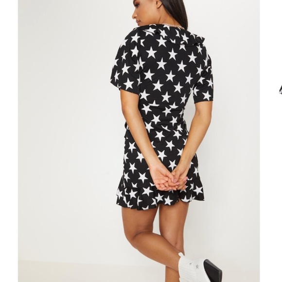 Pretty little Thing Cute Black Star Print Dress S - Picture 2 of 8